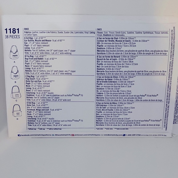 Simplicity Pattern 1181 - Bags - Picture 4 of 6
